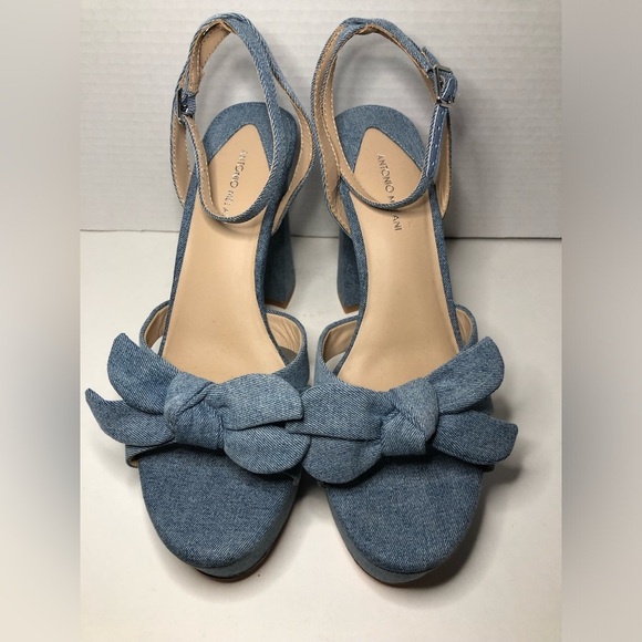 ANTONIO MELANI Denim Blue Platform Sandals NWOT size 9.5 - Picture 4 of 13